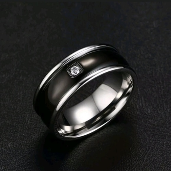 Men&Women Stainless Steel Titanium Band black Ring - Picture 3 of 4